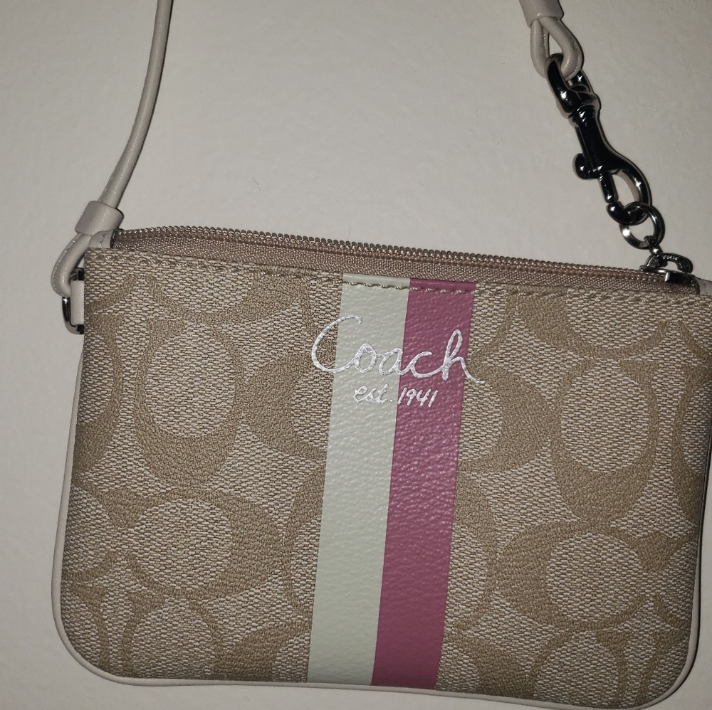 Coach wristlet tan and pink - Picture 2 of 4